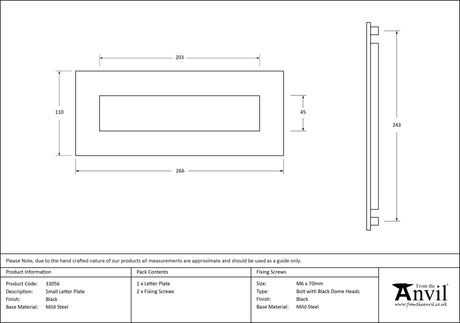 From The Anvil - Black Small Letter Plate | Sku. 33056 | Trade Door Handles.
