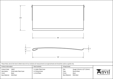 From The Anvil - Black Small Letter Plate Cover | Sku. 33057 | Trade Door Handles.