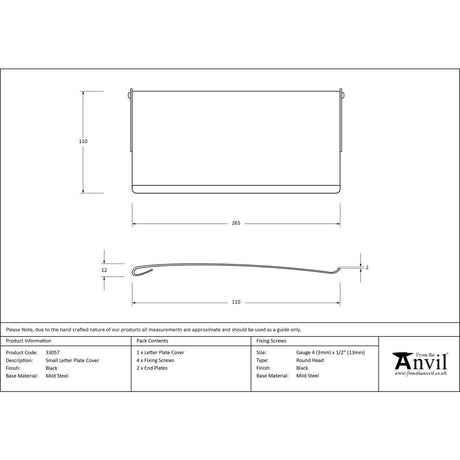 From The Anvil - Black Small Letter Plate Cover | Sku. 33057 | Trade Door Handles.