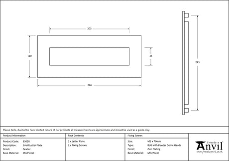 From The Anvil - Pewter Small Letter Plate | Sku. 33058 | Trade Door Handles.