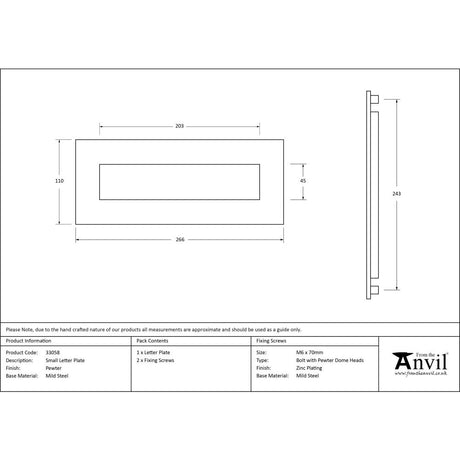 From The Anvil - Pewter Small Letter Plate | Sku. 33058 | Trade Door Handles.