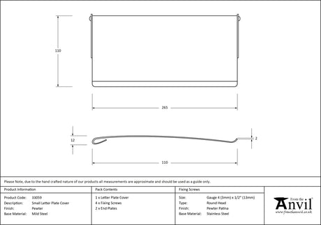 From The Anvil - Pewter Small Letter Plate Cover | Sku. 33059 | Trade Door Handles.