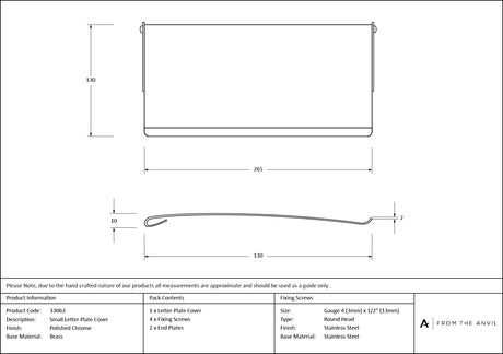 From The Anvil - Polished Chrome Small Letter Plate Cover | Sku. 33063 | Trade Door Handles.