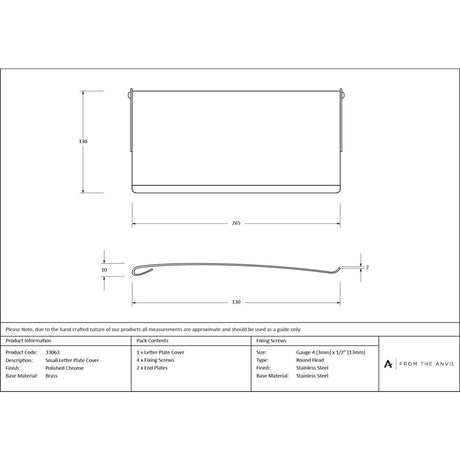 From The Anvil - Polished Chrome Small Letter Plate Cover | Sku. 33063 | Trade Door Handles.
