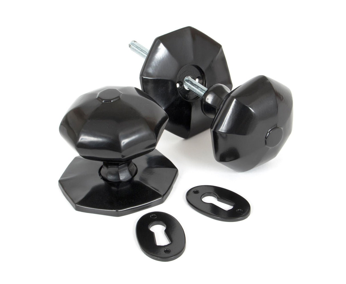 From The Anvil - Black Large Octagonal Mortice/Rim Knob Set | Sku. 33065 | Trade Door Handles.