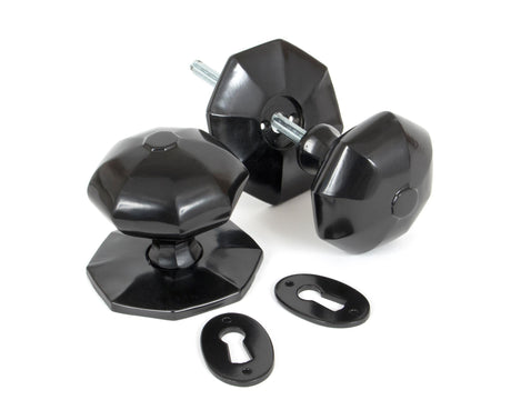 From The Anvil - Black Large Octagonal Mortice/Rim Knob Set | Sku. 33065 | Trade Door Handles.