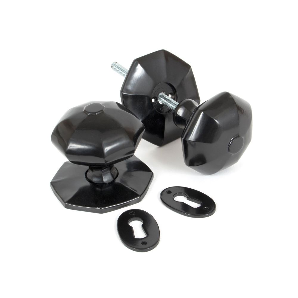 From The Anvil - Black Large Octagonal Mortice/Rim Knob Set | Sku. 33065 | Trade Door Handles.
