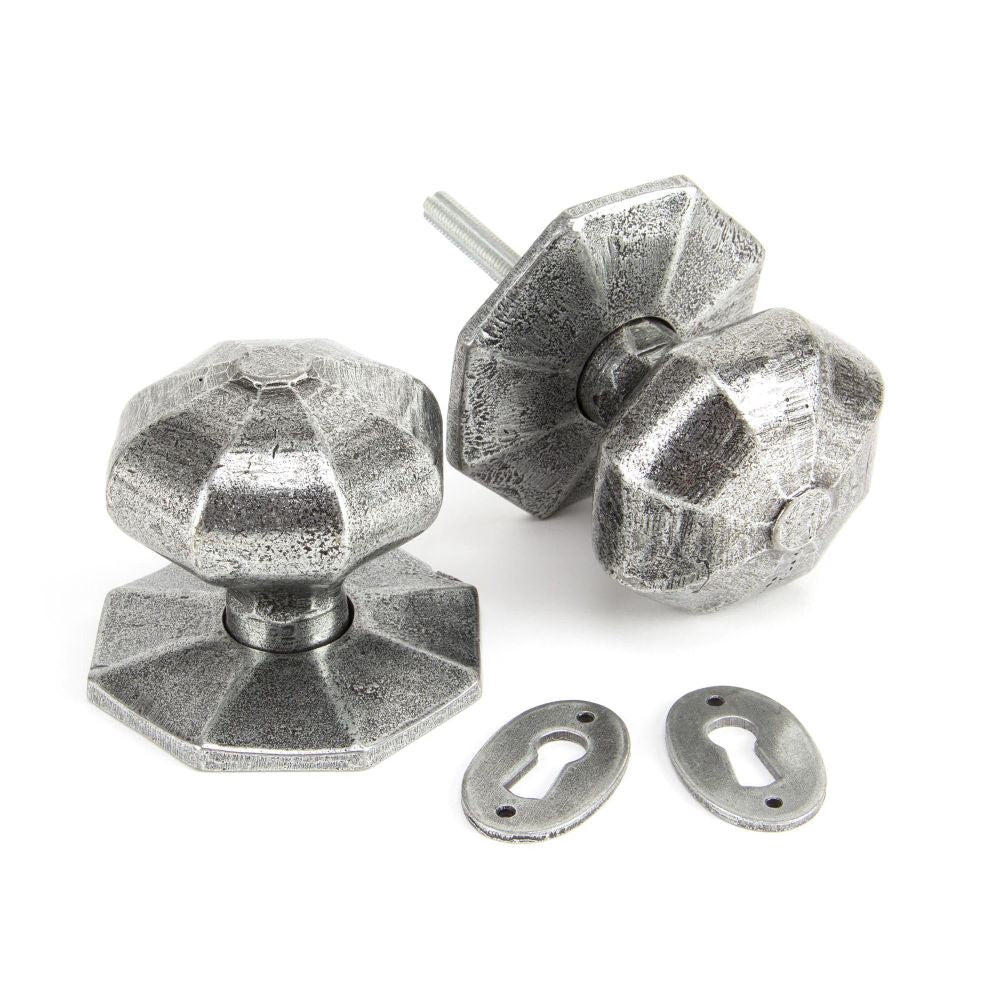 From The Anvil - Pewter Large Octagonal Mortice/Rim Knob Set | Sku. 33066 | Trade Door Handles.