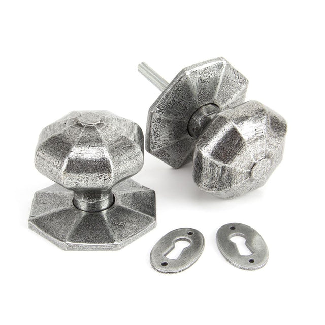 From The Anvil - Pewter Large Octagonal Mortice/Rim Knob Set | Sku. 33066 | Trade Door Handles.