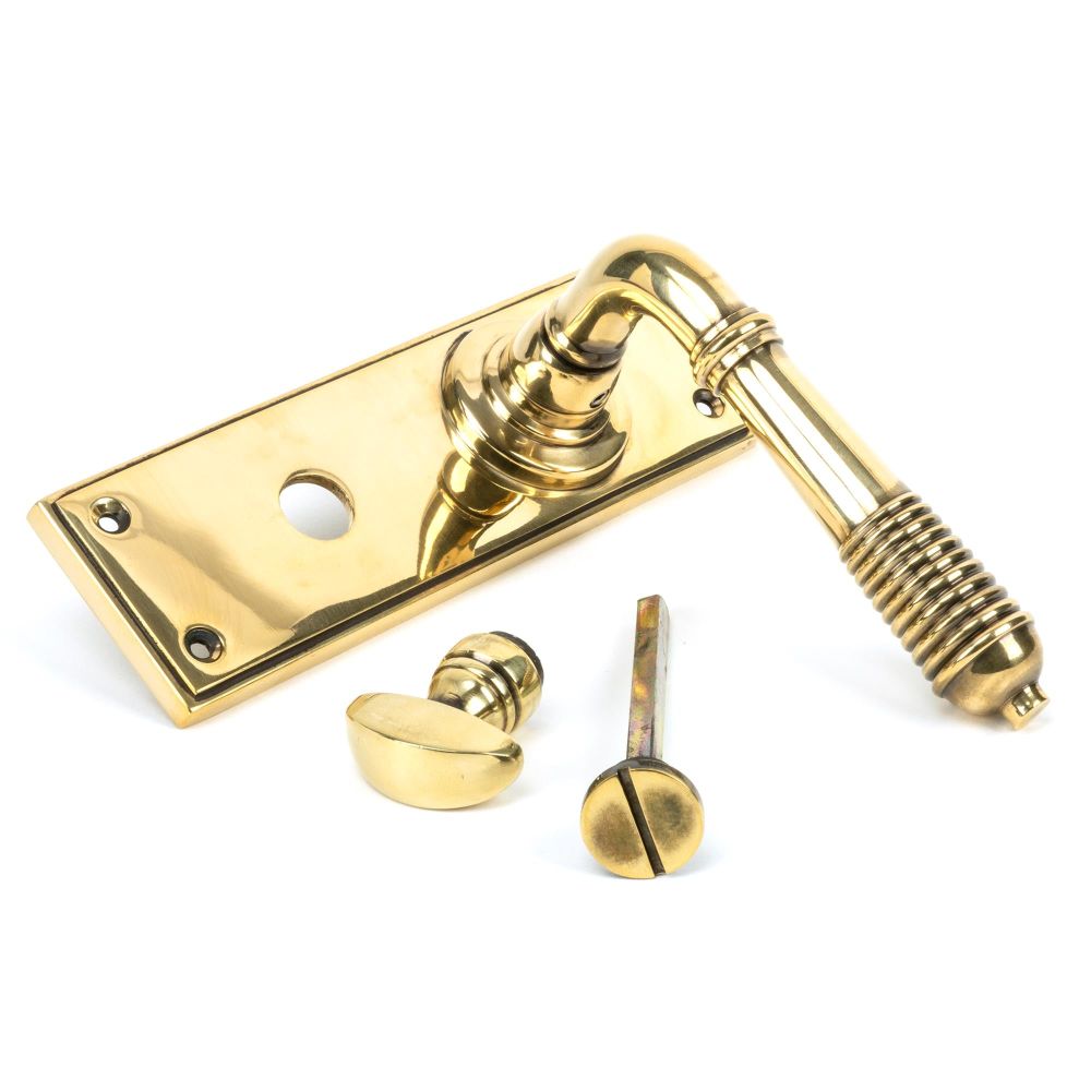 From The Anvil - Aged Brass Reeded Lever Bathroom Set | Sku. 33084 | Trade Door Handles.