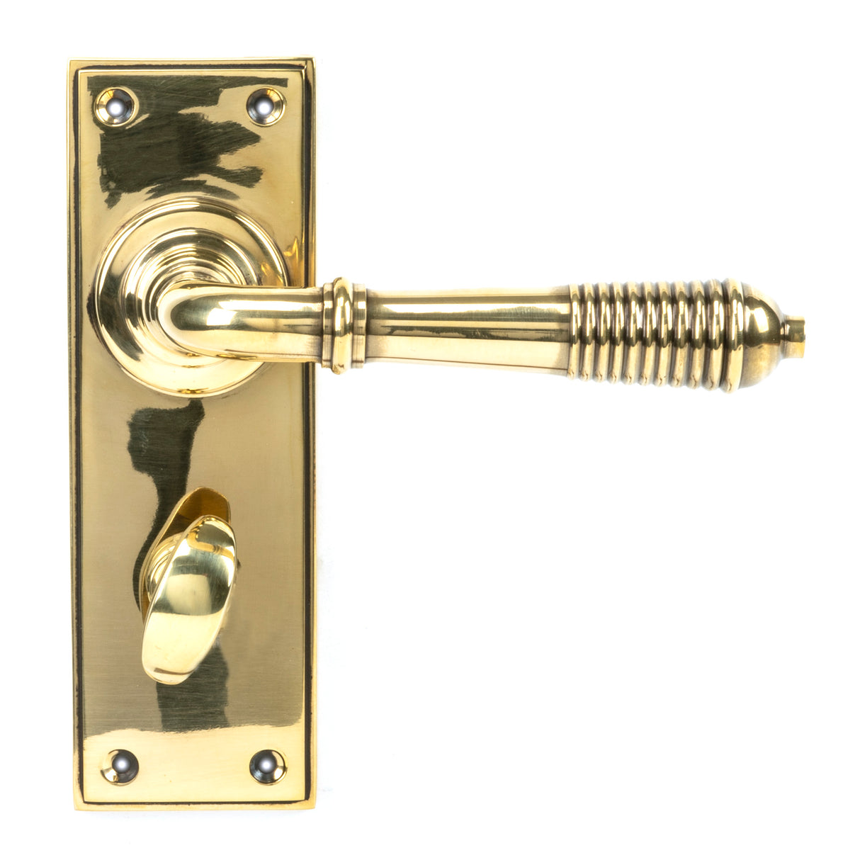 From The Anvil - Aged Brass Reeded Lever Bathroom Set | Sku. 33084 | Trade Door Handles.