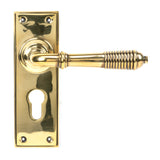 From The Anvil - Aged Brass Reeded Lever Euro Lock Set | Sku. 33085 | Trade Door Handles.