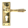 From The Anvil - Aged Brass Reeded Lever Euro Lock Set | Sku. 33085 | Trade Door Handles.