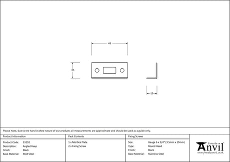 From The Anvil - Black Angled Keep | Sku. 33110 | Trade Door Handles.