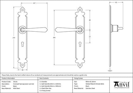 From The Anvil - Black Cromwell Lever Lock Set | Sku. 33116 | Trade Door Handles.