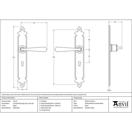 From The Anvil - Black Cromwell Lever Lock Set | Sku. 33116 | Trade Door Handles.