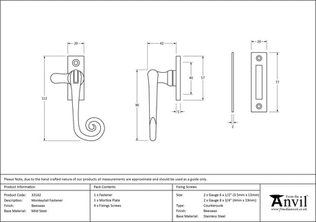 From The Anvil - Beeswax Monkeytail Fastener | Sku. 33142 | Trade Door Handles.