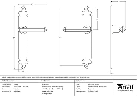 From The Anvil - Beeswax Tudor Lever Latch Set | Sku. 33171 | Trade Door Handles.