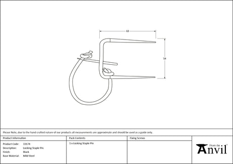 From The Anvil - Black Locking Staple Pin | Sku. 33174 | Trade Door Handles.