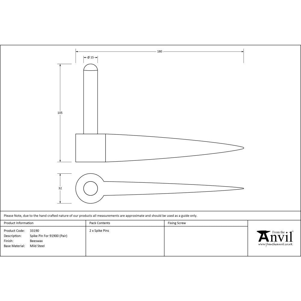 From The Anvil - Beeswax Spike Pin (pair) | Sku. 33190 | Trade Door Handles.