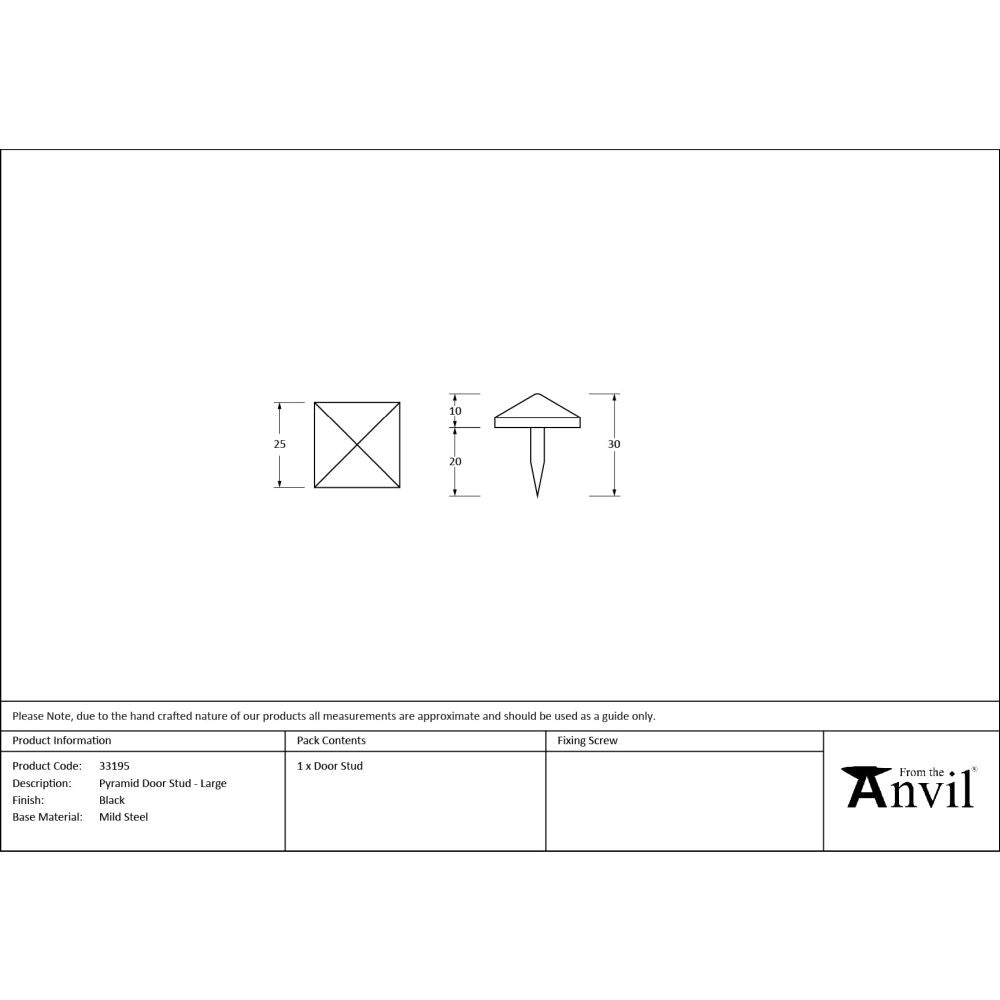 From The Anvil - Black Pyramid Door Stud - Large | Sku. 33195 | Trade Door Handles.