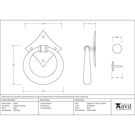 From The Anvil - Black Ring Door Knocker | Sku. 33245 | Trade Door Handles.