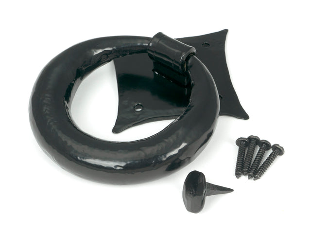 From The Anvil - Black Ring Door Knocker | Sku. 33245 | Trade Door Handles.