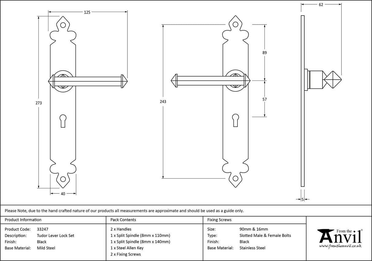 From The Anvil - Black Tudor Lever Lock Set | Sku. 33247 | Trade Door Handles.