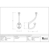 From The Anvil - Beeswax 7 3/4" Hat & Coat Hook | Sku. 33248 | Trade Door Handles.