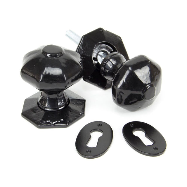From The Anvil - Black Octagonal Mortice/Rim Knob Set | Sku. 33250 | Trade Door Handles.