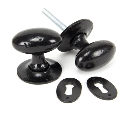 From The Anvil - Black Oval Mortice/Rim Knob Set | Sku. 33251 | Trade Door Handles.