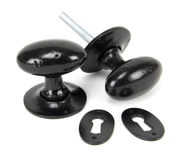 From The Anvil - Black Oval Mortice/Rim Knob Set | Sku. 33251 | Trade Door Handles.