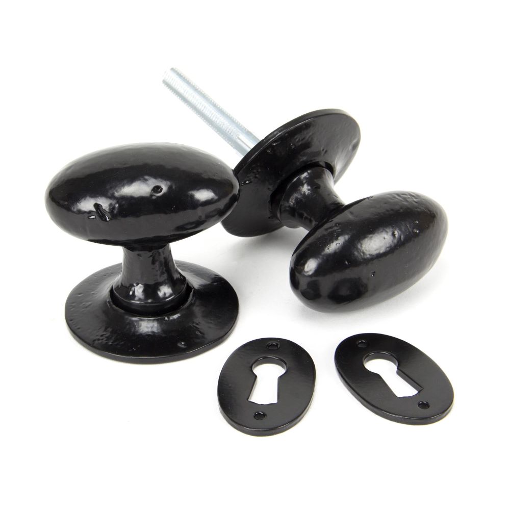 From The Anvil - Black Oval Mortice/Rim Knob Set | Sku. 33251 | Trade Door Handles.