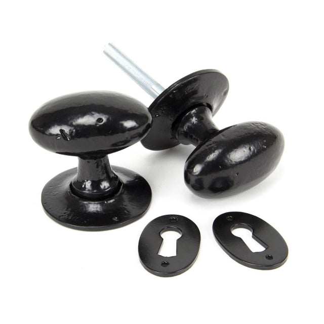 From The Anvil - Black Oval Mortice/Rim Knob Set | Sku. 33251 | Trade Door Handles.