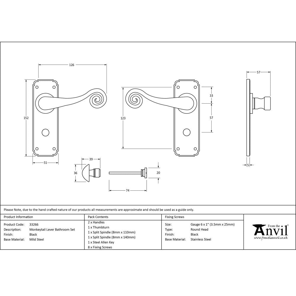 From The Anvil - Black Monkeytail Lever Bathroom Set | Sku. 33266 | Trade Door Handles.