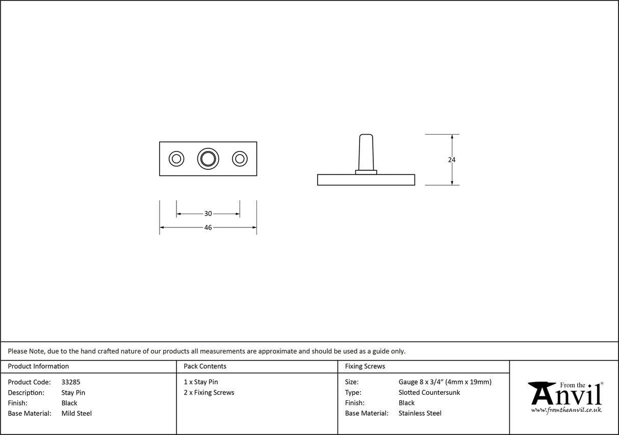 From The Anvil - Black Stay Pin | Sku. 33285 | Trade Door Handles.