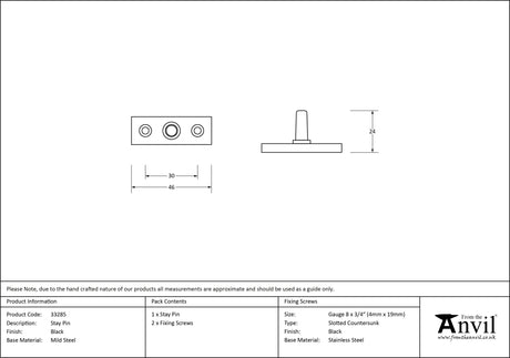 From The Anvil - Black Stay Pin | Sku. 33285 | Trade Door Handles.