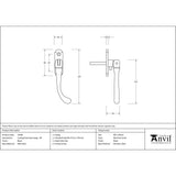 From The Anvil - Black Locking Peardrop Espag - RH | Sku. 33298 | Trade Door Handles.