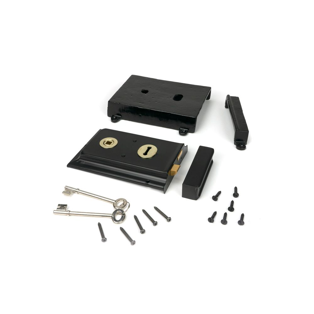 From The Anvil - Black Rim Lock & Cast Iron Cover | Sku. 33299 | Trade Door Handles.
