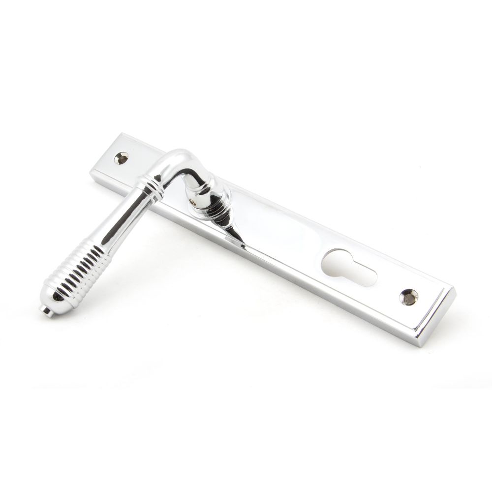 From The Anvil - Polished Chrome Reeded Slimline Lever Espag. Lock Set | Sku. 33305 | Trade Door Handles.