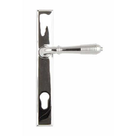 From The Anvil - Polished Chrome Reeded Slimline Lever Espag. Lock Set | Sku. 33305 | Trade Door Handles.