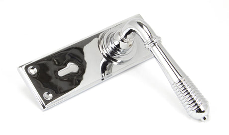 From The Anvil - Polished Chrome Reeded Lever Lock Set | Sku. 33306 | Trade Door Handles.