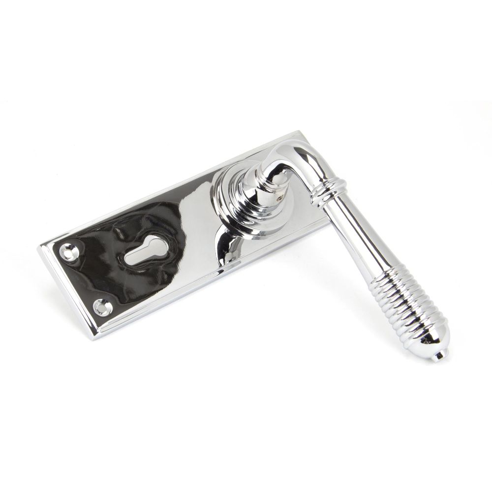 From The Anvil - Polished Chrome Reeded Lever Lock Set | Sku. 33306 | Trade Door Handles.