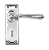 From The Anvil - Polished Chrome Reeded Lever Lock Set | Sku. 33306 | Trade Door Handles.