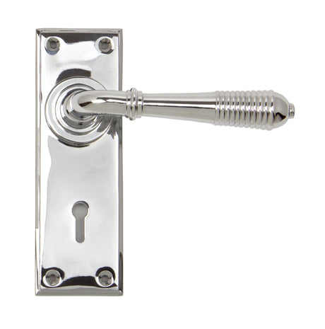 From The Anvil - Polished Chrome Reeded Lever Lock Set | Sku. 33306 | Trade Door Handles.