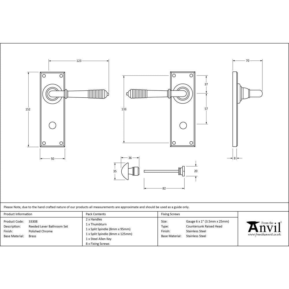 From The Anvil - Polished Chrome Reeded Lever Bathroom Set | Sku. 33308 | Trade Door Handles.