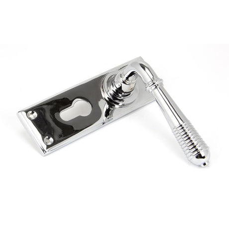 From The Anvil - Polished Chrome Reeded Lever Euro Lock Set | Sku. 33309 | Trade Door Handles.