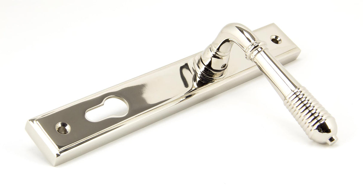 From The Anvil - Polished Nickel Reeded Slimline Lever Espag. Lock Set | Sku. 33316 | Trade Door Handles.