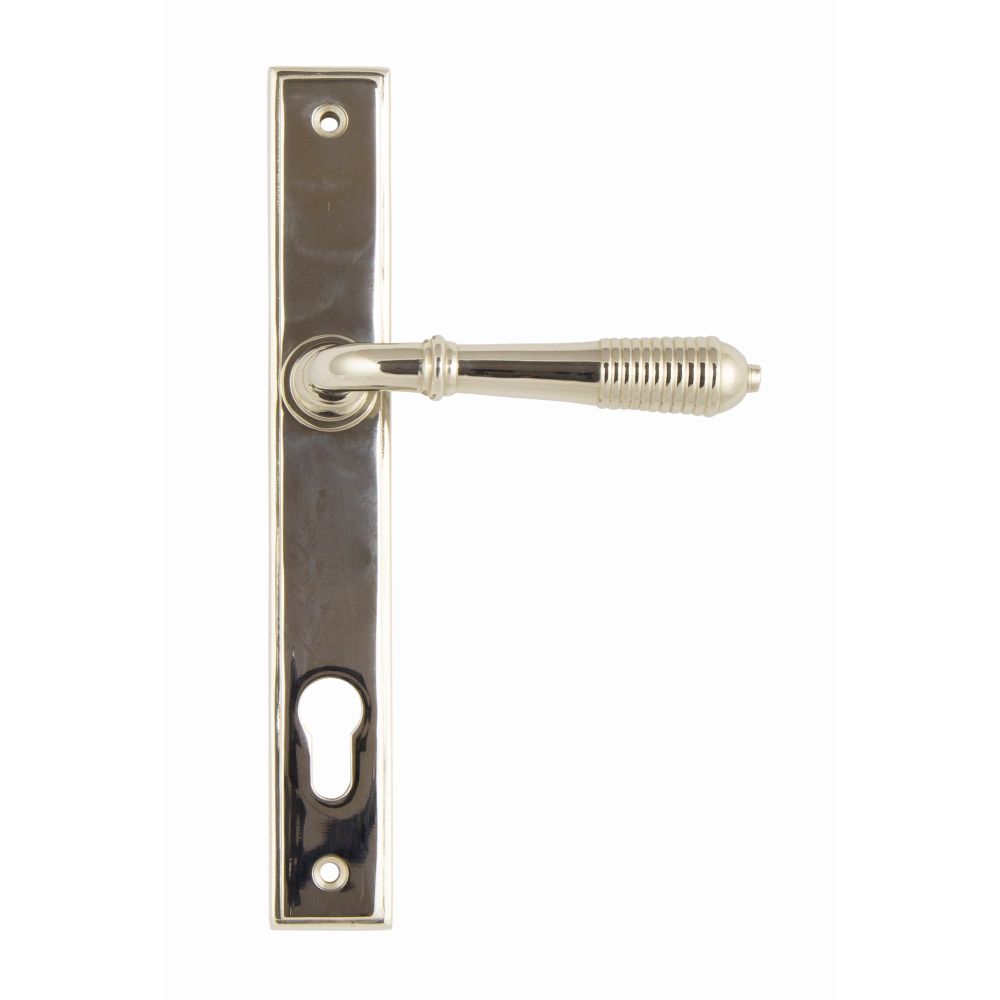 From The Anvil - Polished Nickel Reeded Slimline Lever Espag. Lock Set | Sku. 33316 | Trade Door Handles.