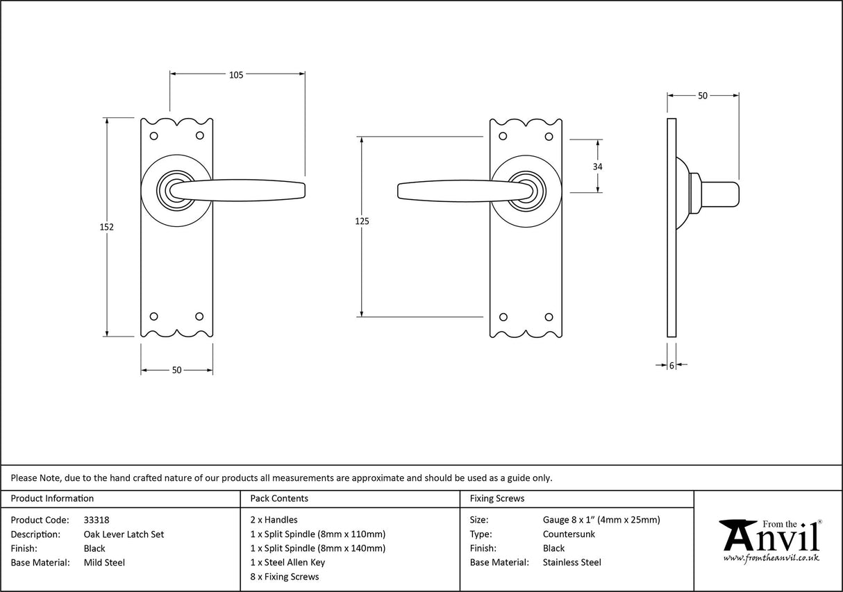 From The Anvil - Black Oak Lever Latch Set | Sku. 33318 | Trade Door Handles.